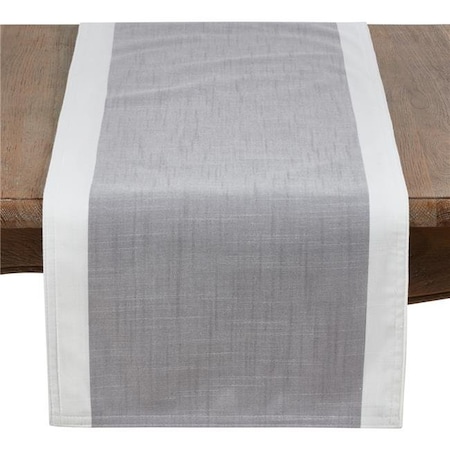 Saro Saro 712.GY16108B 16 x 108 in. Banded Border Oblong Table Runner; Gray 712.GY16108B